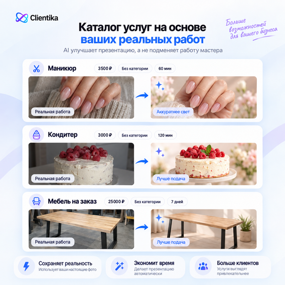 Улучшение фотографий реальных работ для каталога услуг