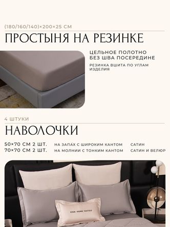 Комплект постельного белья на резинке Сатин Velvet Premium/Вельвет Премиум с
					Одеялом VPR010