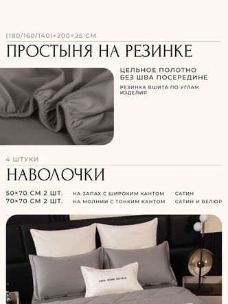 Комплект постельного белья на резинке Сатин Velvet Premium/Вельвет Премиум с
					Одеялом VPR013