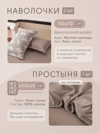 Комплект постельного белья на резинке Сатин Aurora Veil/Вуаль Авроры с
					Покрывалом AVR001