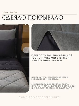 Комплект постельного белья Сатин Velvet Premium/Вельвет Премиум с Одеялом
					VP004