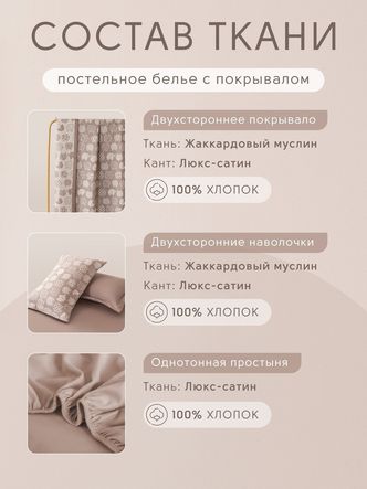 Комплект постельного белья на резинке Сатин Aurora Veil/Вуаль Авроры с
					Покрывалом AVR003